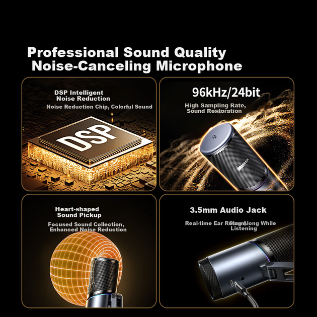 Микрофон USB UGREEN, настольный, для игр, конденсаторный - изображение 4