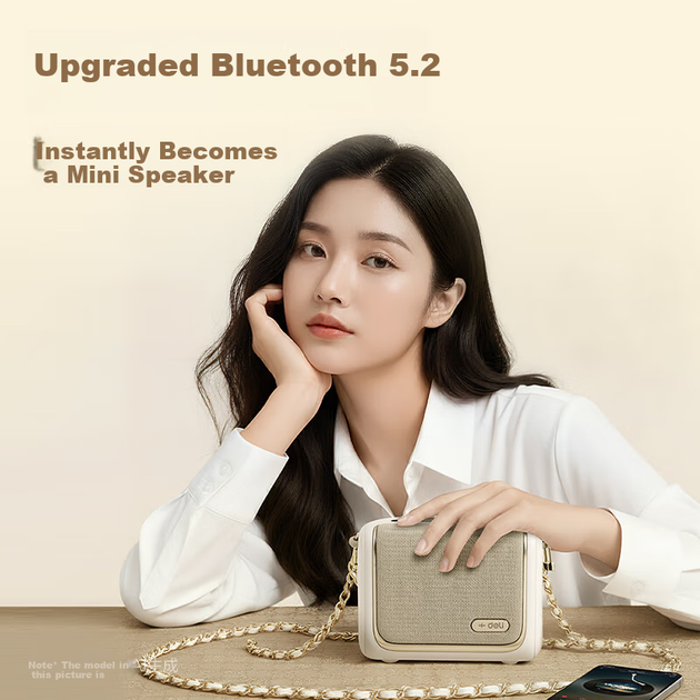 Усилитель беспроводной Deli 13Вт Bluetooth для учителей с микрофоном шампань - изображение 5
