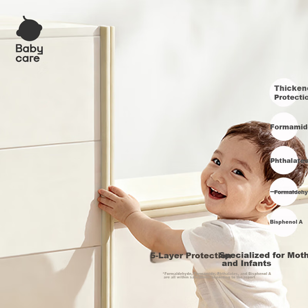 Дитячий бампер Babycare, потовщений, захисний, немаркий, клейкий, без формальдегіду, L-подібний, білий, місяць, 2 метри - зображення 4