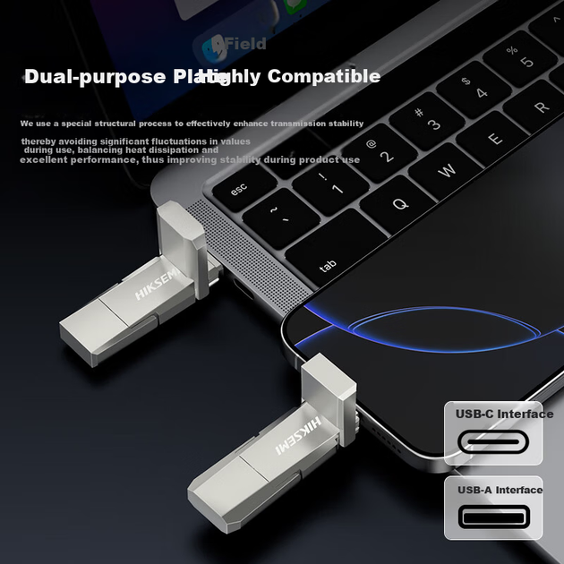HIKVISION 128GB Твердотельный USB-накопитель с двойным интерфейсом Type-C/USB3.2, скорость 520 МБ/с, большая емкость, подходит для Huawei, Apple iPhone, PC S500 - зображення 6
