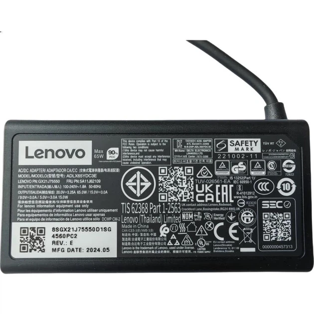 Зарядний пристрій Lenovo ThinkPad 65 Вт Type-C, 20В 3.25А - Фото 3 Зарядний пристрій Lenovo ThinkPad 65 Вт Type-C, 20В 3.25А - зображення 3