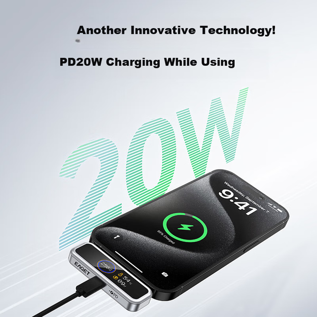 EAGET I30pro 128 ГБ USB 3.0 Type-C, USB-накопичувач великої ємності для Apple Android Phone, блок живлення PD, одночасна зарядка та використання, резервне копіювання за допомогою APP, цифрове шифрування, з екранним дисплеєм - изображение 5