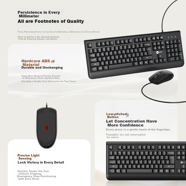 Lenovo MK001 комплект клавіатура + миша дротова USB чорна - зображення 5