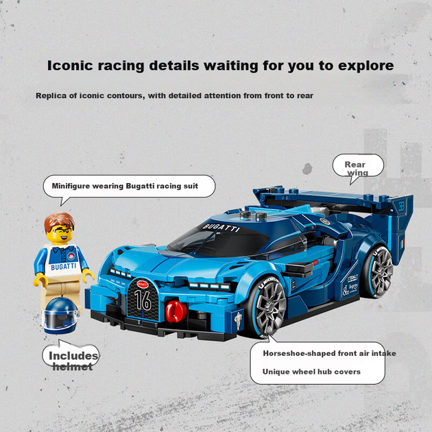 Конструктор LEGO Speed Champions Гоночний автомобіль Bugatti Vision GT Supercar 284 деталі (77253) - зображення 8