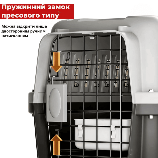 Контейнер для Авиа Перевозок Животных AirPet 50 IATA 50×33.5×34 см Переноска для Кошек и Собак до 11 кг с Двухфазным Креплением, Металлической Дверью, Замком и Кормушкой для Путешествий - изображение 4