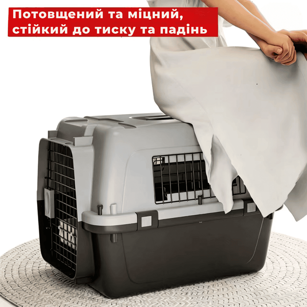 Контейнер для Авиа Перевозок Животных AirPet 50 IATA 50×33.5×34 см Переноска для Кошек и Собак до 11 кг с Двухфазным Креплением, Металлической Дверью, Замком и Кормушкой для Путешествий - изображение 5