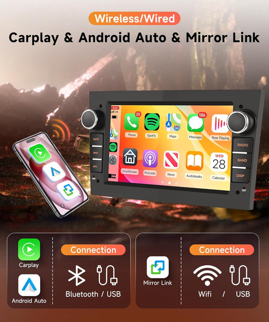 Автомагнітола Android 2/64GB 7" для Opel/Vauxhall Corsa Astra Vivaro Zafira CarPlay Android Auto GPS Wi-Fi - зображення 5