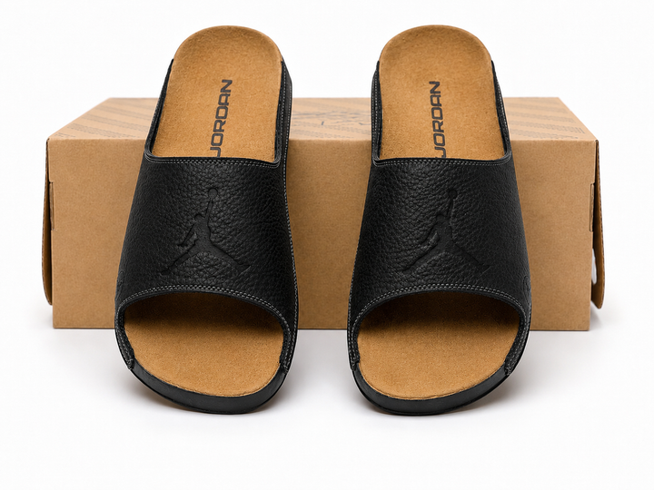Шлепанцы кожаные мужские Jordan Black 43 - изображение 3