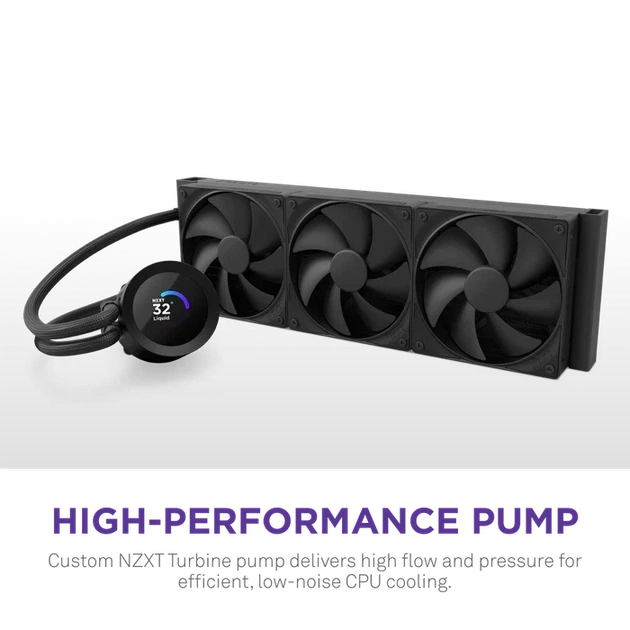 Система рідинного охолодження NZXT Kraken Plus V2 360 мм AIO Liquid Cooler Display Radiator Fans Black (RL-KN360-B2) - изображение 3