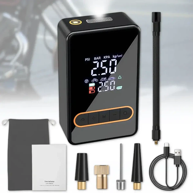 Компрессор автомобильный аккумуляторный Car Air Pump 3в1 беспроводной портативный с фонариком и функцией Power Bank - изображение 2