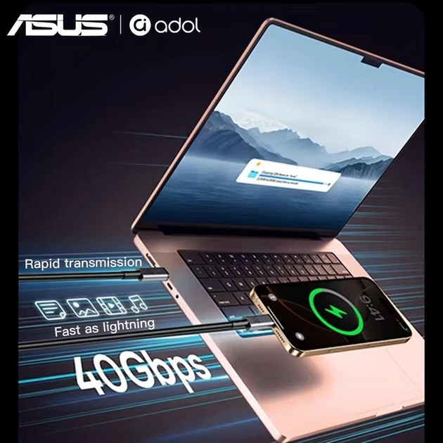 Кабель Asus USB-C 4.0 240W Thunderbolt 4 (40 Гбіт/с) 8k 60hz для MacBook Pro|Air|M1|M2|M3|M4 - изображение 4