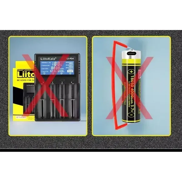 Акумулятор літій-іонний 18650 LiitoKala USB-King4000 4000mAh 3.7V із вбудованою зарядкою Type-C - Фото 3 Акумулятор літій-іонний 18650 LiitoKala USB-King4000 4000mAh 3.7V із вбудованою зарядкою Type-C - изображение 3