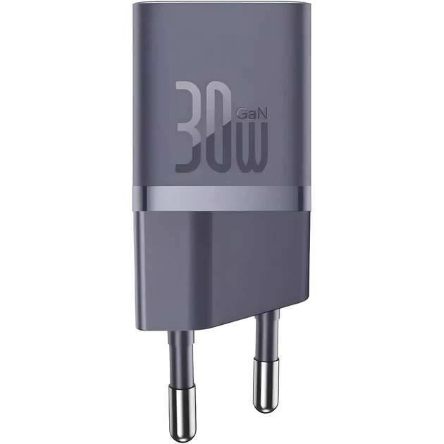 Мережевий зарядний пристрій Baseus GaN5 Mini PD QC 30W USB-C з кабелем USB-C to USB-C 1 м Midnight Purple (6932172654436) - зображення 2