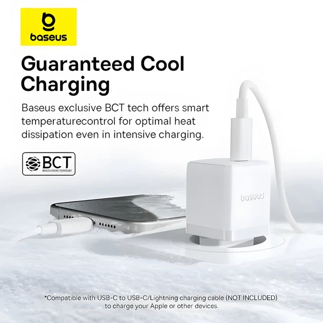 Сетевое зарядное устройство Baseus Palm PD/FC 20W USB-C with USB-C to USB-C Cable 1 m White (P10111602213-01) - изображение 8