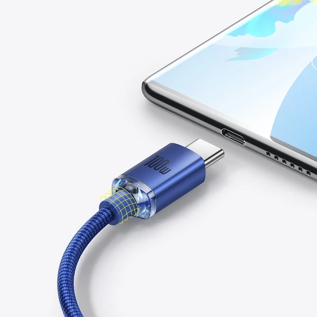 Кабель Baseus Crystal Shine USB-A to USB-C 1.2m Blue (CAJY000403) - Фото 9 Кабель Baseus Crystal Shine USB-A to USB-C 1.2m Blue (CAJY000403) - зображення 9