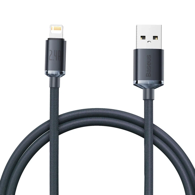 Кабель Baseus Crystal Shine USB-A to Lightning 1.2m Black (CAJY000001) - Фото 1 Кабель Baseus Crystal Shine USB-A to Lightning 1.2m Black (CAJY000001) - зображення 1