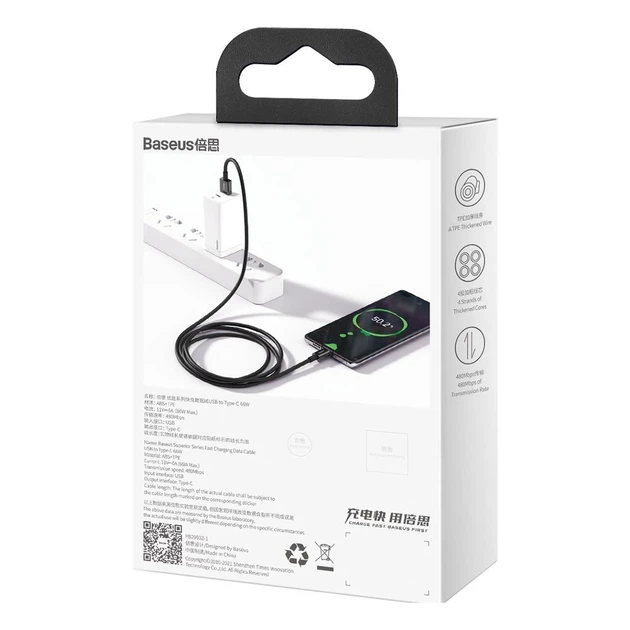 Кабель Baseus Superior USB-A to USB-C 1m Black (CATYS-01) - зображення 6
