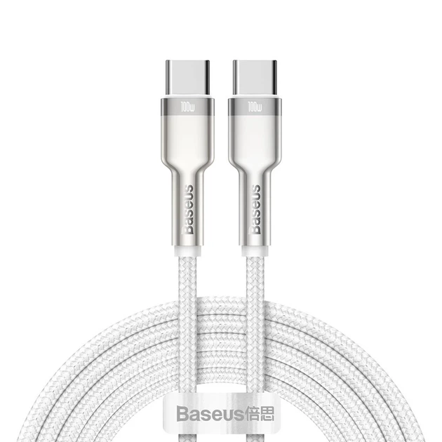 Кабель Baseus Cafule Metal USB-C to USB-C 2m White (CATJK-D02) - Фото 1 Кабель Baseus Cafule Metal USB-C to USB-C 2m White (CATJK-D02) - зображення 1
