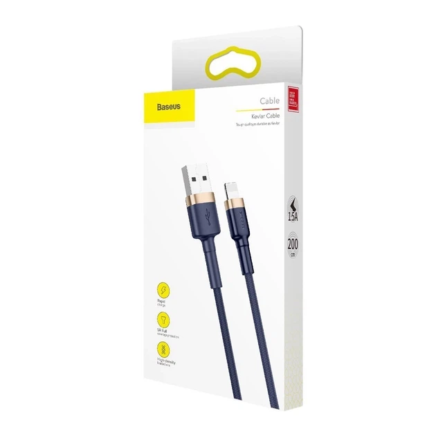 Кабель Baseus Cafule USB-A to Lightning 2m Blue/Gold (CALKLF-CV3) - Фото 6 Кабель Baseus Cafule USB-A to Lightning 2m Blue/Gold (CALKLF-CV3) - изображение 6