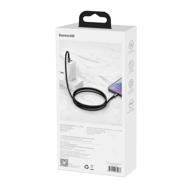 Кабель Baseus Tungsten Gold PD USB-C to Lightning 1m Black (CATLWJ-01) - Фото 6 Кабель Baseus Tungsten Gold PD USB-C to Lightning 1m Black (CATLWJ-01) - изображение 6