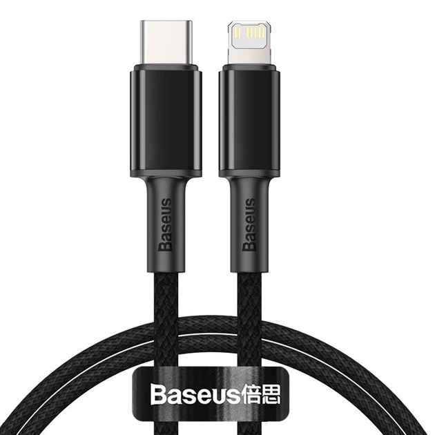 Кабель Baseus High Density Braided USB-C to Lightning 1m Black (CATLGD-01) - Фото 1 Кабель Baseus High Density Braided USB-C to Lightning 1m Black (CATLGD-01) - изображение 1