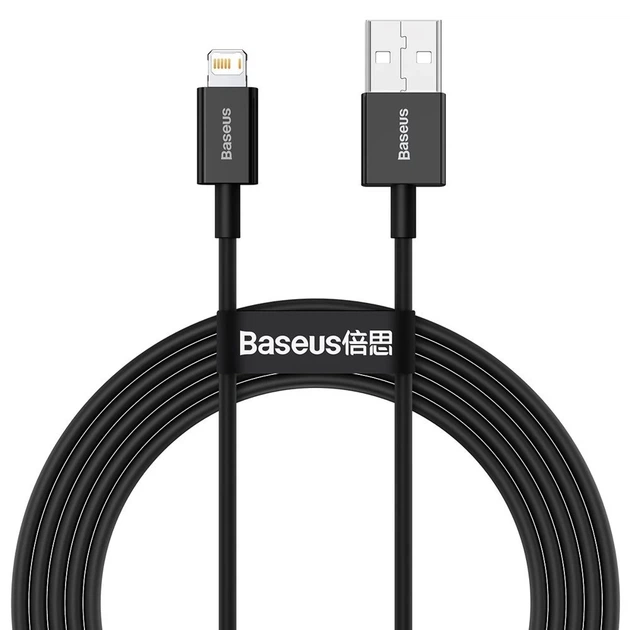Кабель Baseus Superior Series Fast Charging USB-A to Lightning 2m Black (CALYS-C01) - Фото 1 Кабель Baseus Superior Series Fast Charging USB-A to Lightning 2m Black (CALYS-C01) - изображение 1