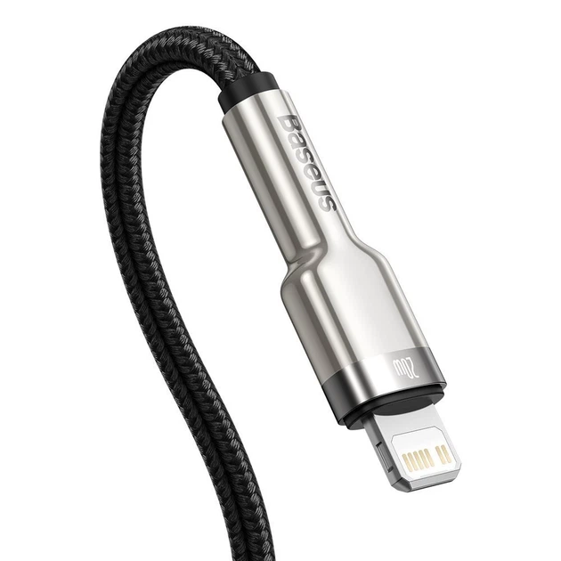 Кабель Baseus Cafule Metal USB-C to Lightning 1m Black (CATLJK-A01) - Фото 4 Кабель Baseus Cafule Metal USB-C to Lightning 1m Black (CATLJK-A01) - зображення 4