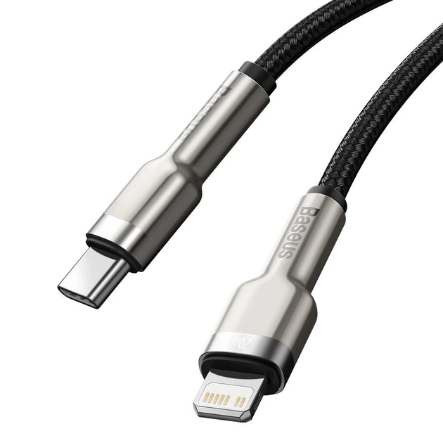Кабель Baseus Cafule Metal USB-C to Lightning 1m Black (CATLJK-A01) - Фото 8 Кабель Baseus Cafule Metal USB-C to Lightning 1m Black (CATLJK-A01) - зображення 8