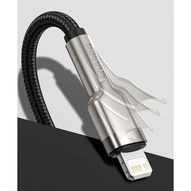 Кабель Baseus Cafule Metal USB-C to Lightning 1m Black (CATLJK-A01) - Фото 13 Кабель Baseus Cafule Metal USB-C to Lightning 1m Black (CATLJK-A01) - зображення 13