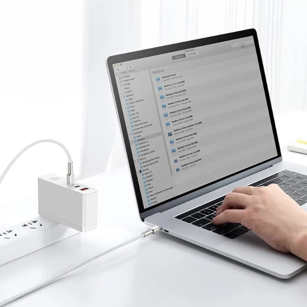 Кабель Baseus Cafule Metal Data Cable USB-C to USB-C 100W 1m White (CATLJK-C02) - Фото 7 Кабель Baseus Cafule Metal Data Cable USB-C to USB-C 100W 1m White (CATLJK-C02) - зображення 7