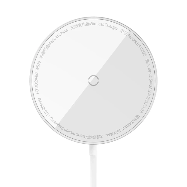 Беспроводное зарядное устройство Baseus Simple Mini 3 15W Silver with MagSafe (CCJJ040012) - Фото 1 Беспроводное зарядное устройство Baseus Simple Mini 3 15W Silver with MagSafe (CCJJ040012) - изображение 1