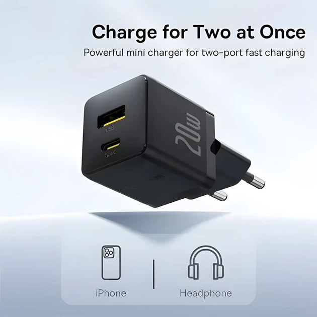 Мережевий зарядний пристрій Baseus Palm PD/QC 20W USB-C | USB-A Black (P10111608113-00) - Фото 11 Мережевий зарядний пристрій Baseus Palm PD/QC 20W USB-C | USB-A Black (P10111608113-00) - зображення 11