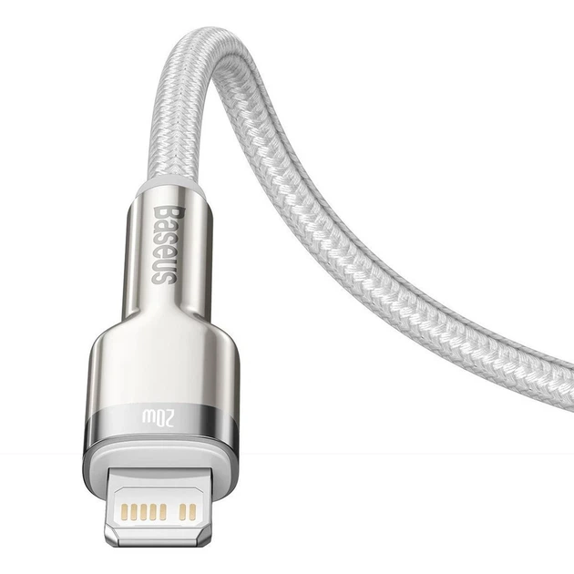 Кабель Baseus Cafule Metal PD USB-C to Lightning 2m White (CATLJK-B02) - зображення 4