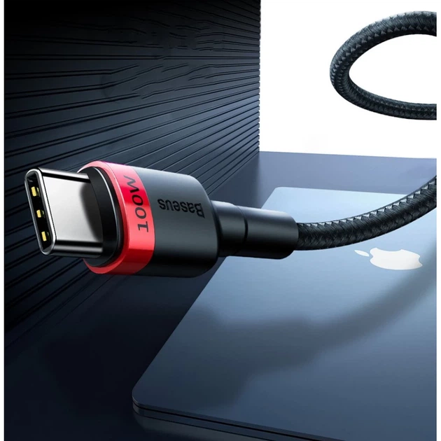 Кабель Baseus Cafule USB-C to USB-C 2m Black (CATKLF-AL91) - Фото 7 Кабель Baseus Cafule USB-C to USB-C 2m Black (CATKLF-AL91) - зображення 7