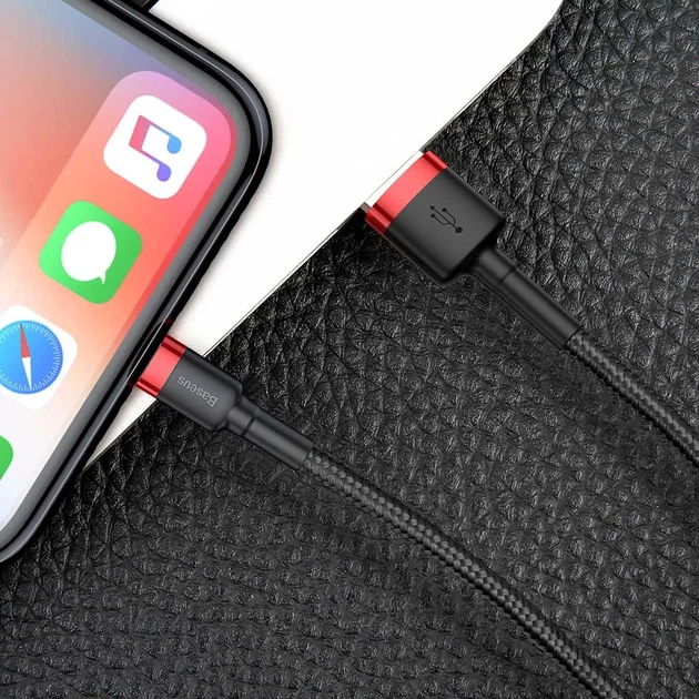 Кабель Baseus Kevlar Cable USB for Lightning 1.5A 2M Red+Black (CALKLF-C19) - зображення 7