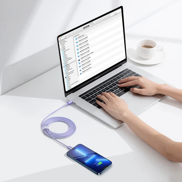 Кабель Baseus Crystal Shine USB-C to Lightning 2m Purple (CAJY000305) - Фото 9 Кабель Baseus Crystal Shine USB-C to Lightning 2m Purple (CAJY000305) - изображение 9
