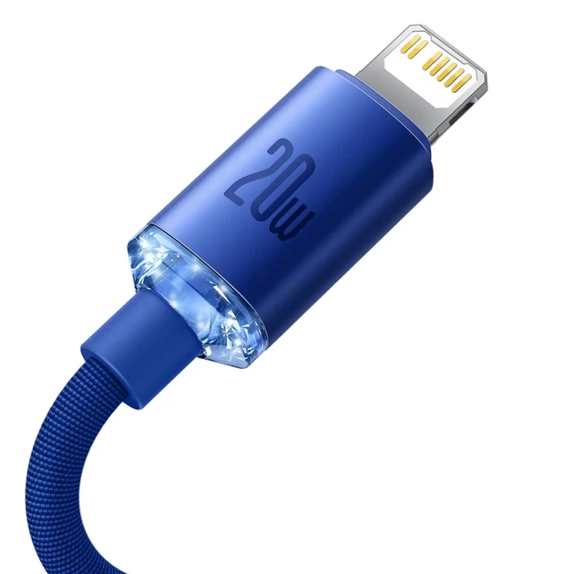 Кабель Baseus Crystal Shine USB-C to Lightning 1.2m Blue (CAJY000203) - Фото 7 Кабель Baseus Crystal Shine USB-C to Lightning 1.2m Blue (CAJY000203) - зображення 7