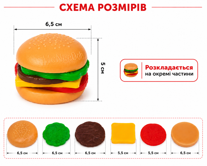 Сквиш-бургер NeeDoh Nice Cube антистресс разборный 6 в 1 мягкая игрушка фиджет - Фото 4 Сквиш-бургер NeeDoh Nice Cube антистресс разборный 6 в 1 мягкая игрушка фиджет - изображение 4