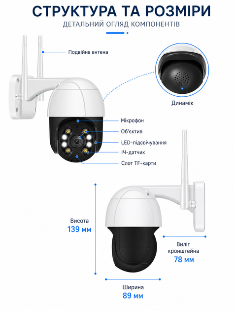 Камера видеонаблюдения уличная IP Wi-Fi Smart PTZ 4Мп iCSee с ночной съемкой и интеркомом+ Карта 64 Гб - Фото 10 Камера видеонаблюдения уличная IP Wi-Fi Smart PTZ 4Мп iCSee с ночной съемкой и интеркомом+ Карта 64 Гб - изображение 10