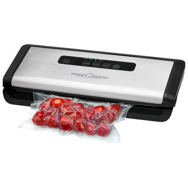 Вакуумный упаковщик 12 л/мин для кухни 18 пакетов нержавеющая сталь Profi Cook CS-0049 - изображение 2