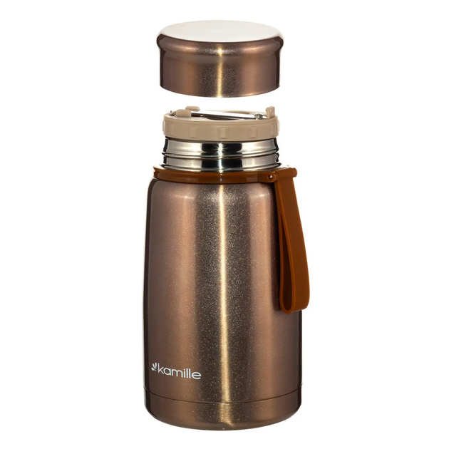 Термос пищевой Kamille KM-2148 800 мл медный, из нержавеющей стали, глянцевый, герметичный, с ложкой - Фото 6 Термос пищевой Kamille KM-2148 800 мл медный, из нержавеющей стали, глянцевый, герметичный, с ложкой - изображение 6