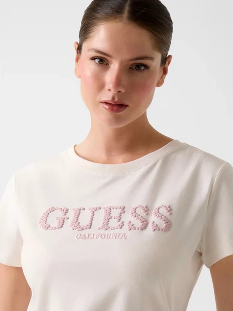 Футболка хлопковая женская Guess Giuditta Cn Ss T-Shirt V6RI11-J1314-G012 L Cream White (7621235087029) - изображение 4