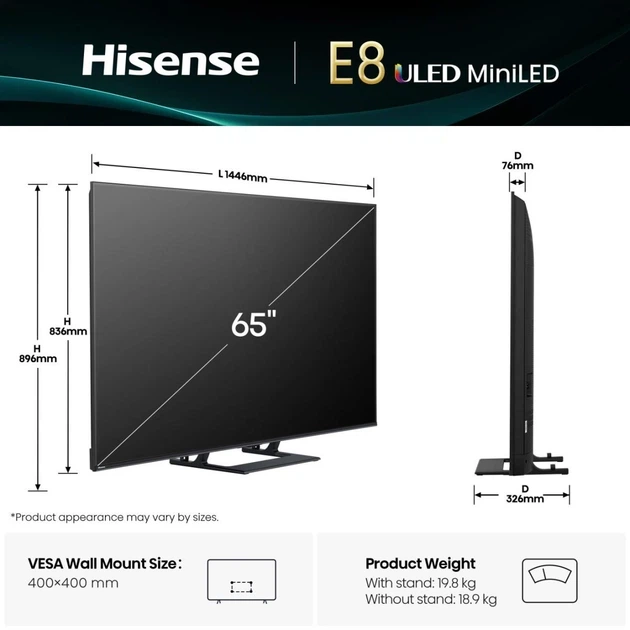 Телевізор Hisense 65E8Q - Фото 3 Телевізор Hisense 65E8Q - зображення 3