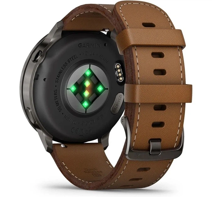 Смарт-годинник Garmin Venu 4 - 45 mm, Slate with Black Silicone Band and Brown Leather Band (010-03014-03) - изображение 2