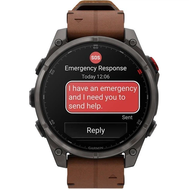 Смарт-годинник GARMIN Fenix 8 Pro 47mm AMOLED Carbon Gray DLC Titanium with Chestnut Leather Band (010-03198-40) - Фото 3 Смарт-годинник GARMIN Fenix 8 Pro 47mm AMOLED Carbon Gray DLC Titanium with Chestnut Leather Band (010-03198-40) - изображение 3