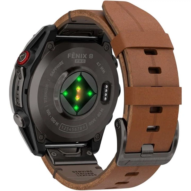 Смарт-годинник GARMIN Fenix 8 Pro 47mm AMOLED Carbon Gray DLC Titanium with Chestnut Leather Band (010-03198-40) - Фото 6 Смарт-годинник GARMIN Fenix 8 Pro 47mm AMOLED Carbon Gray DLC Titanium with Chestnut Leather Band (010-03198-40) - изображение 6