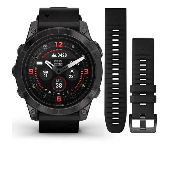Смарт-годинник GARMIN Epix Pro (Gen 2) Sapphire 47mm Carbon G. DLC Tit. with B. Leather Band (010-02803-30) - Фото 1 Смарт-годинник GARMIN Epix Pro (Gen 2) Sapphire 47mm Carbon G. DLC Tit. with B. Leather Band (010-02803-30) - изображение 1