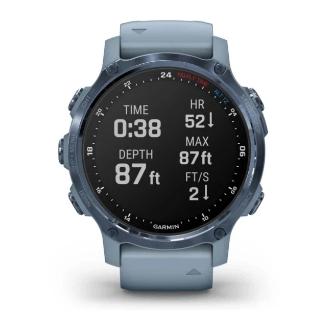 Смарт-годинник GARMIN Descent Mk2S Mineral Blue with Sea Foam Silicone Band (010-02403-07) - Фото 7 Смарт-годинник GARMIN Descent Mk2S Mineral Blue with Sea Foam Silicone Band (010-02403-07) - изображение 7