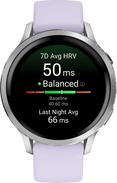 Смарт-годинник Garmin Venu 4 41mm Silver with Periwinkle Silicone Band (010-03013-01) - изображение 5