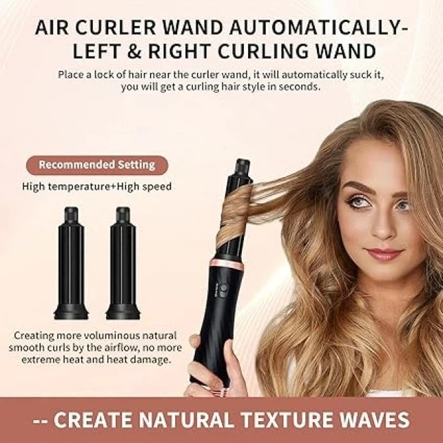 Фен-щетка Airstyler WT-623 6 в 1, 1000 Вт, мультистайлер для укладки волос с 6 насадками, керамика турмалин, ионизация - изображение 4